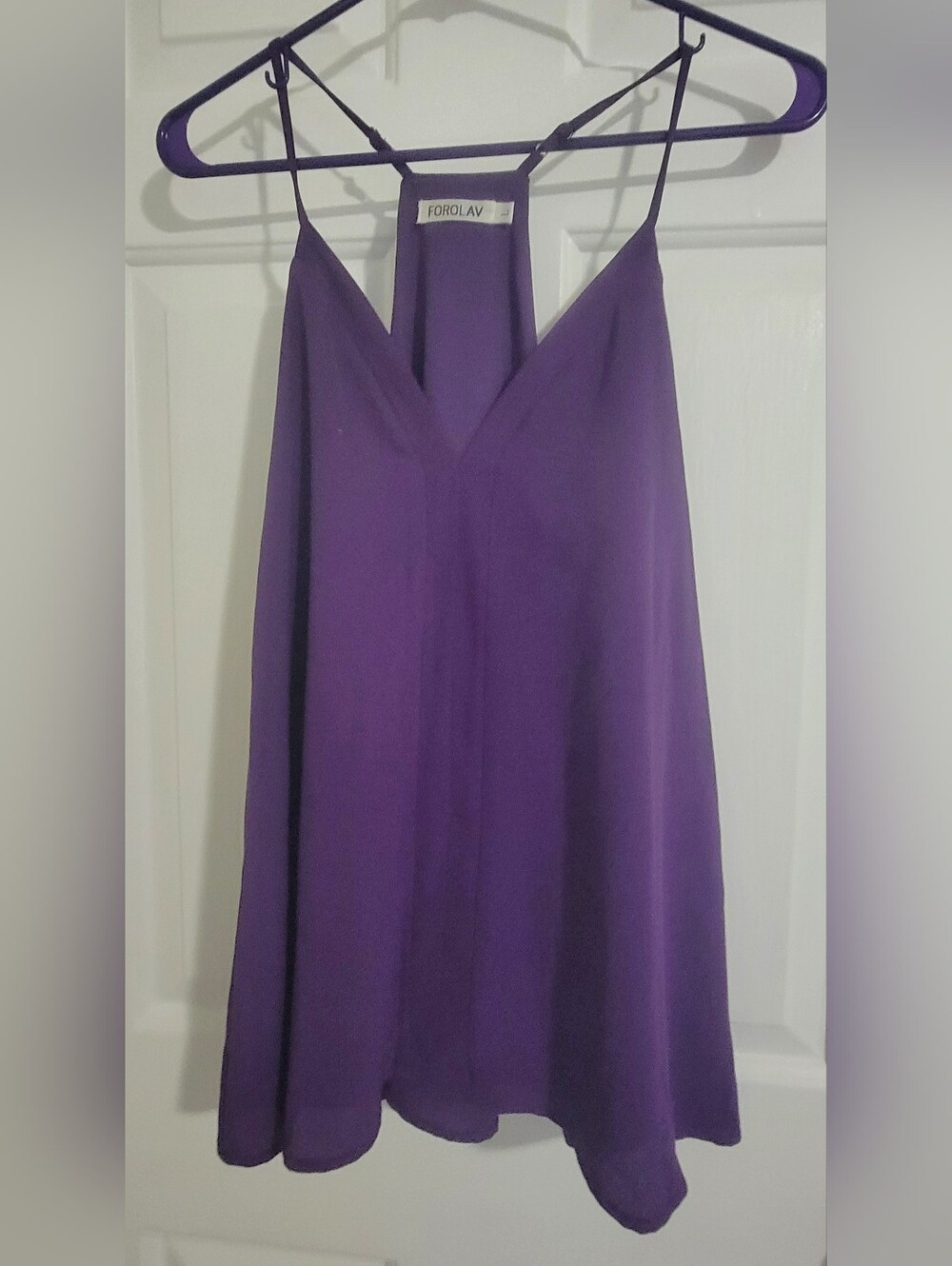 Purple V-Neck Spaghetti Strap Women's Top
